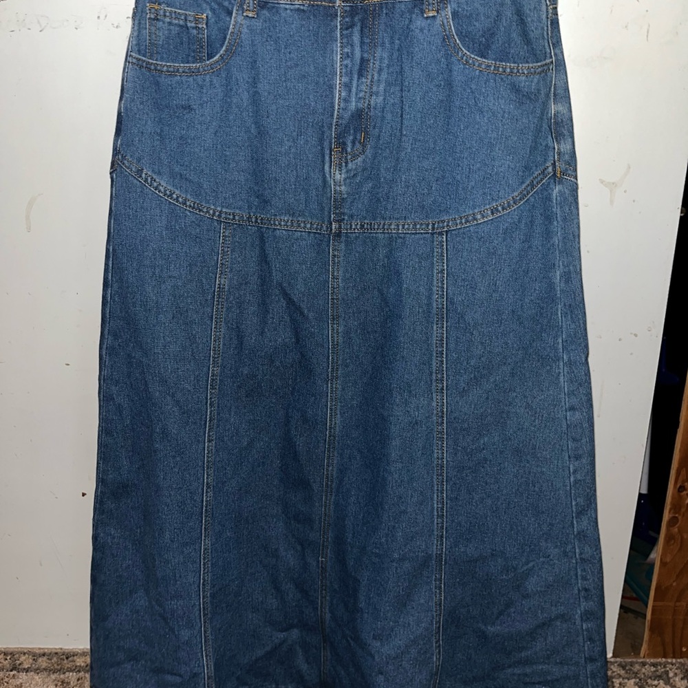 Blue Denim Maxi Skirt